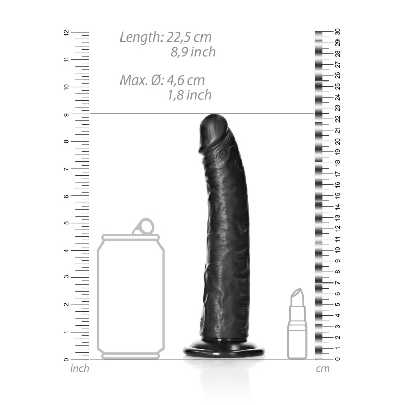 czarne silikonowe dildo z mocną przyssawką 22,5 cm